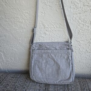 Kipling Taupe Nylon Crossbody Bag | Lightweight | Multiple Zip Pockets
